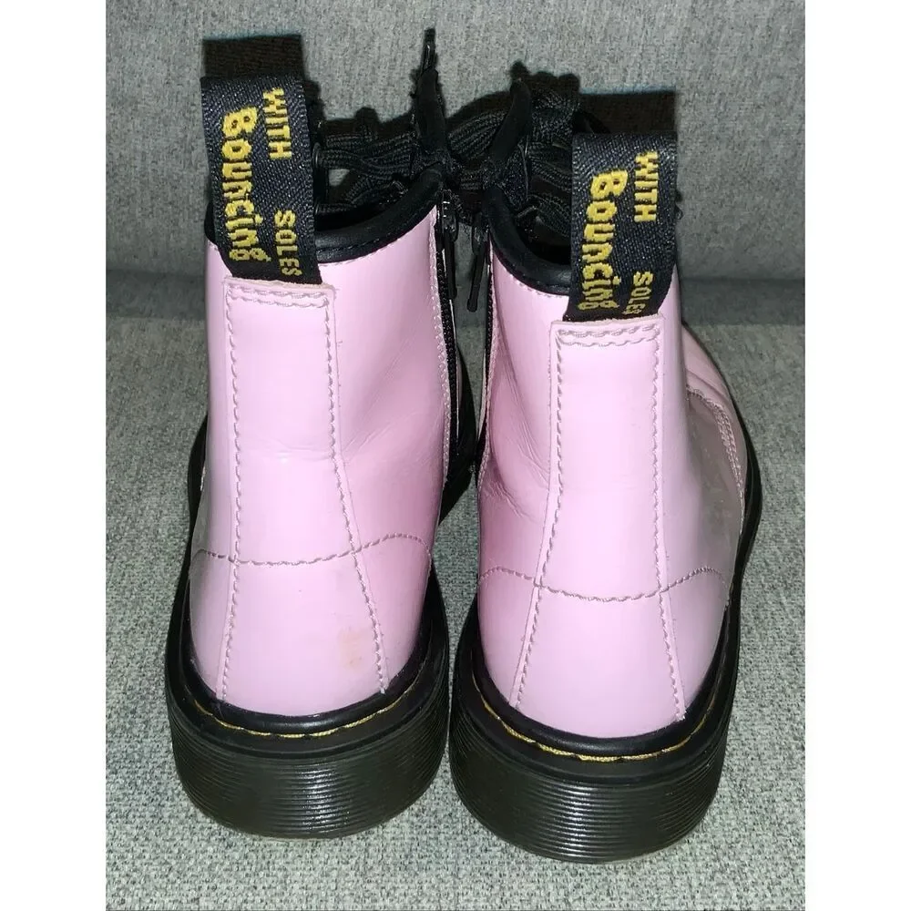 Dr. Martens 1460 Junior Patent Leather Boots in pale pink size 2